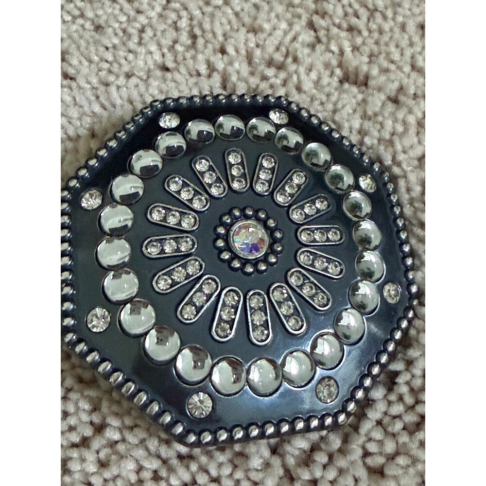 Tony Lama Women’s Black Leather Western Concho Rhinestone Belt C50353 - Picture 10 of 14